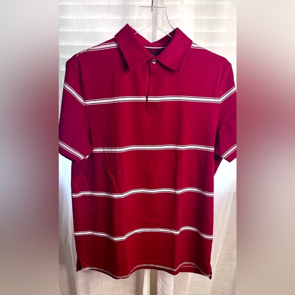 Menβs Fitted Polo Shirt Banana Republic in Red/White Stripes Sz S - Picture 4 of 7